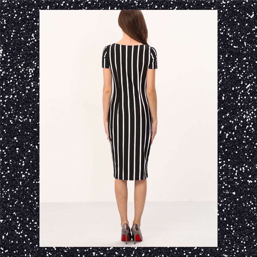 🎊STRIPED KNEE LENGTH SHEATH DRESS SZ S🎊 - Picture 4 of 6